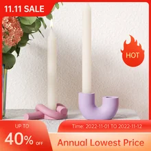 Knot Silicone Mold for Candle Holder Concrete Cement Taper Candlestick Mould Home Decoration Making Forms