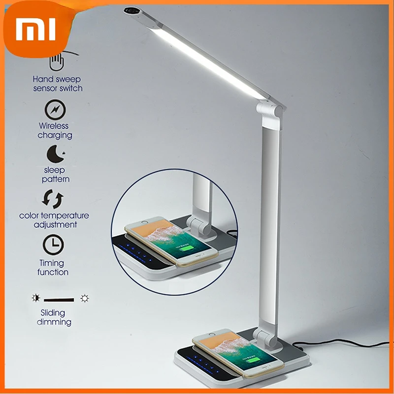 

Xiaomi LED Desk Lamp 72 bulb 3 Color Hand Sweep Wireless Charging 360 Degree Rotation Touch Eye-protect with timer Table lamp