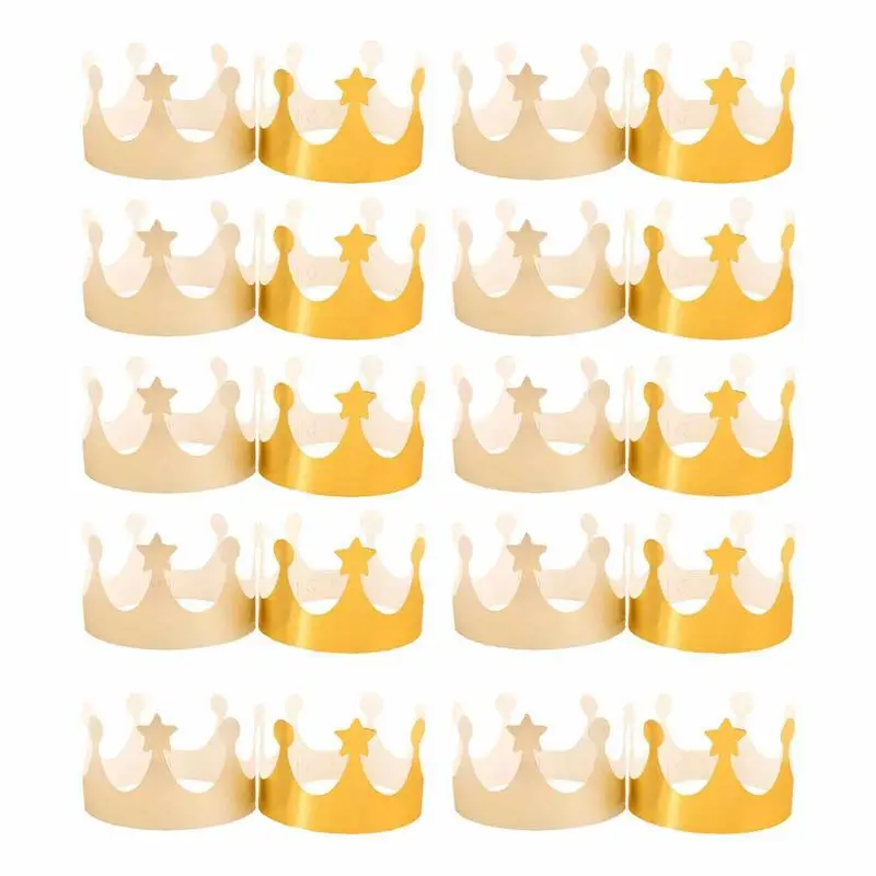

Золотые Искусственные золотые бумажные короны, Многоразовые Детские принадлежности для дня рождения, 20 шт. короны для празднования и свадебного декора