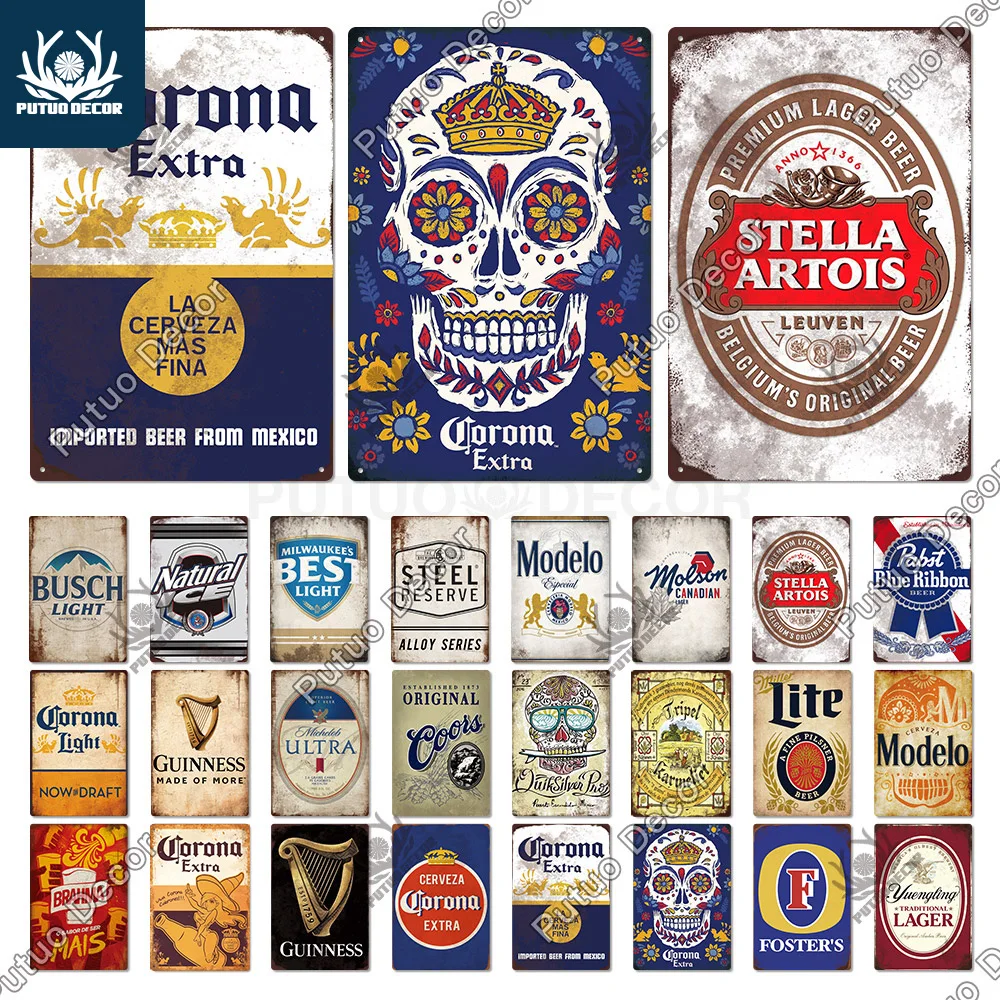 

Putuo Decor Beer Plaque Metal Vintage Metal Sign Tin Sign Bar Decorative Plaque Pub Bar Club Man Cave Decor Wall Decoration