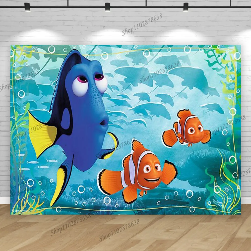 Фото Birthday Background Finding Nemo Marlin And Dory Theme For Kids Party  Backdrop Photocall Underwater Adventure Sea Turtle Banner №5
