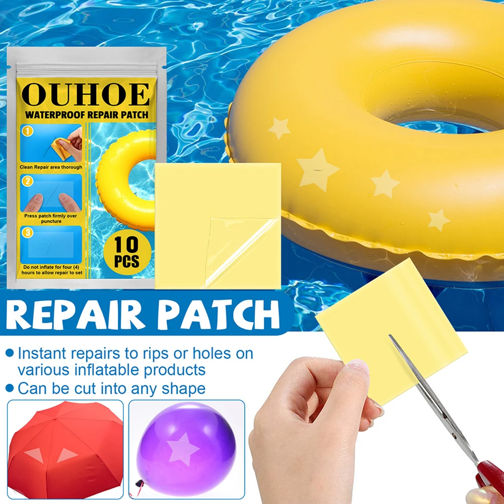 

10/20x Swimming Float Puncture Repair Patch Glue Waterproof Repair Tape Stickers