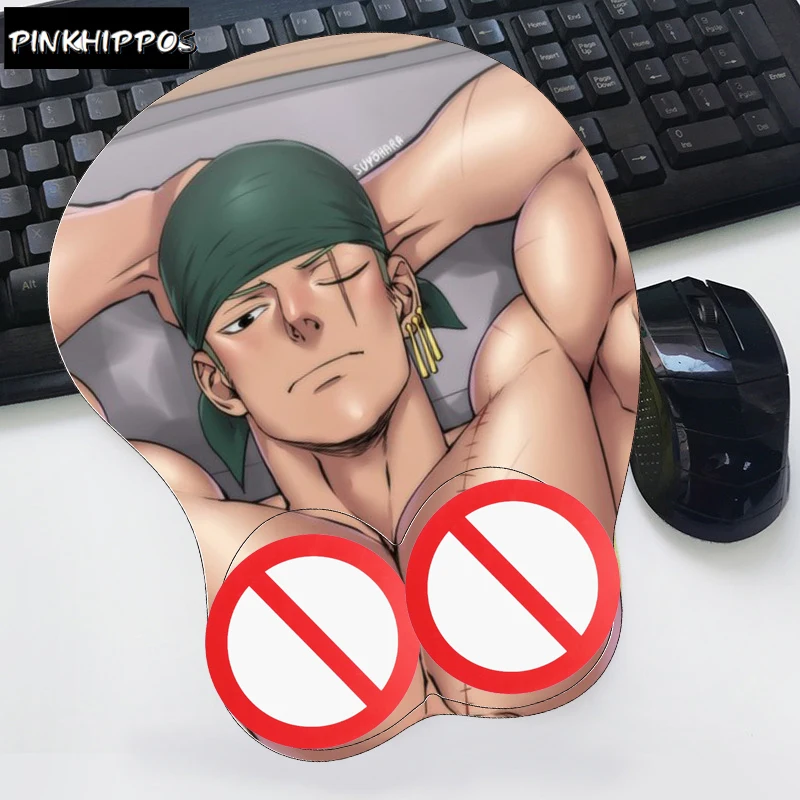 PINKHIPPOS Desk MAT Non-slip Soft wrist rest Roronoa Zoro 3D silicone MOUS MAT wrist anime mousepad 3d playmat