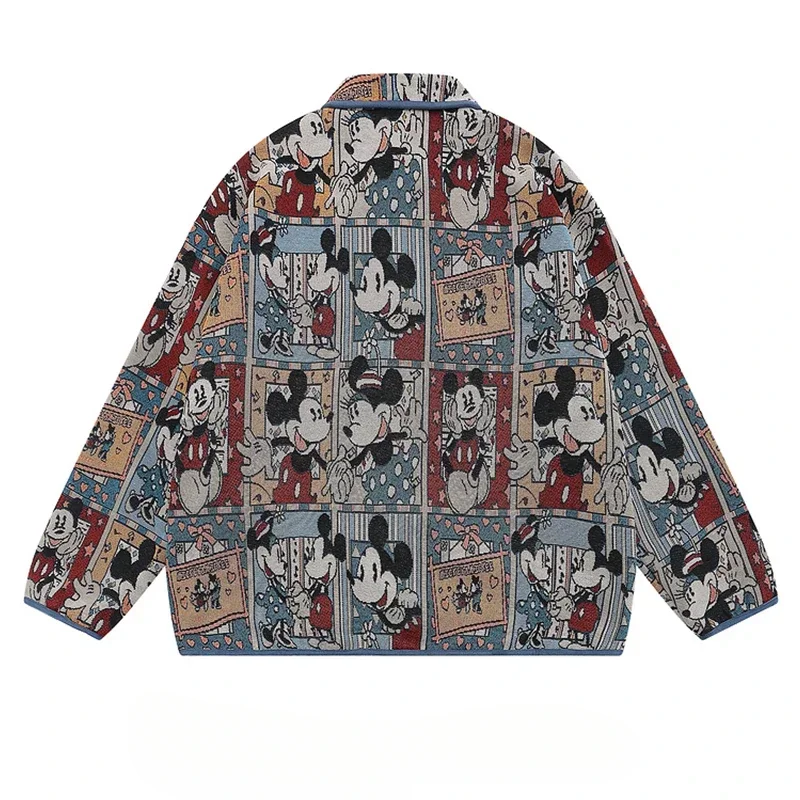 Куртка с мультипликационными лацканами в стиле ретро уличная бейсбольная