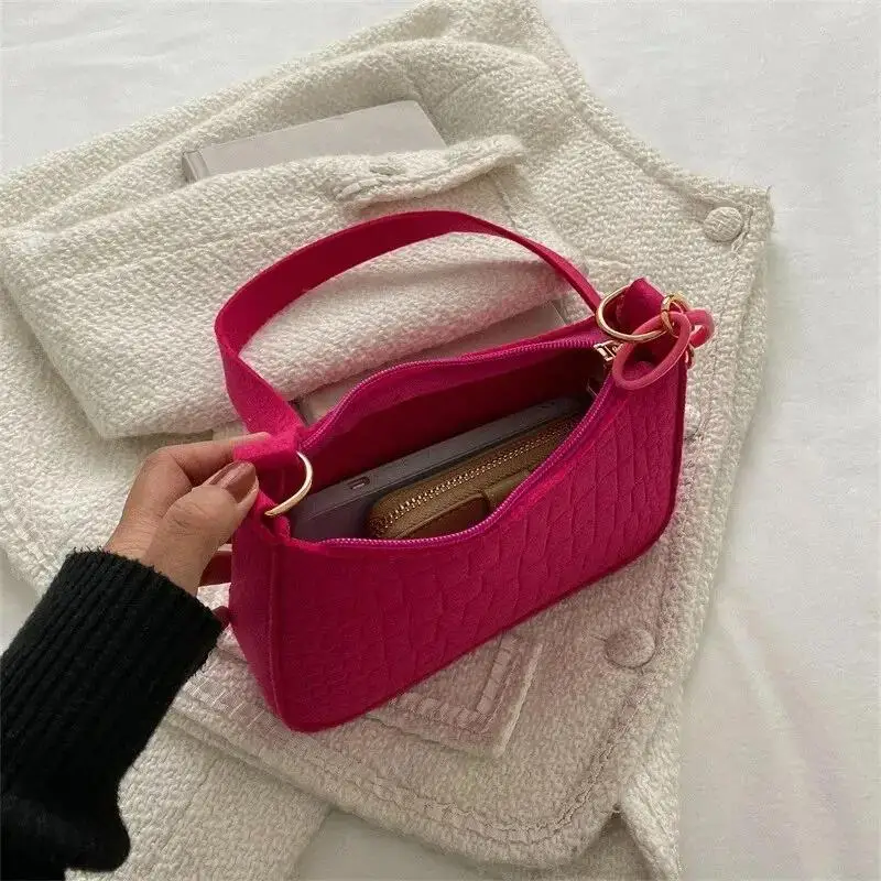 

XZAN 2023 Lady Felt Armpit Design Luxury Tote M2 Released Fashion Ladies Handbag Under Crescent Small Square Bag