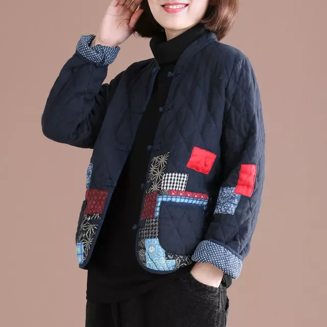 New2022 Filling Cotton Thin Jacket Autumn And Winter Lndie Folk Style Woman Parkas Female Coats