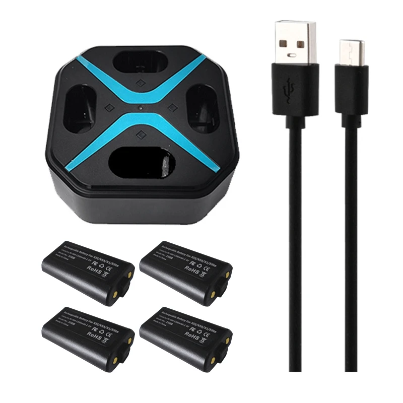 

OFBK 4x1200mAh Rechargeable Packs + USB Charger+Charging Cable ForXbox One X