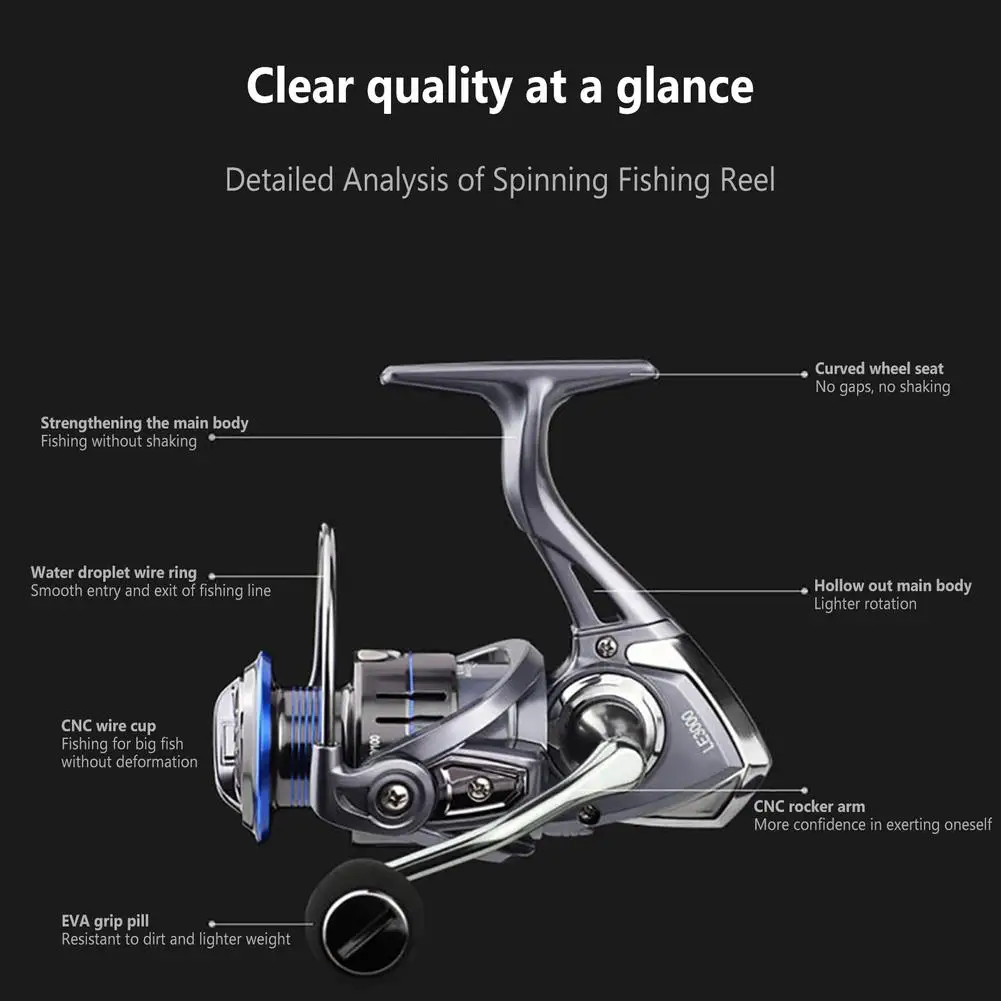 Lightweight Spinning Fishing Reel 12+1bb Bearing 5.2:1 Gear Ratio 15kg Max Drag Suitable For Seawater Freshwater enlarge