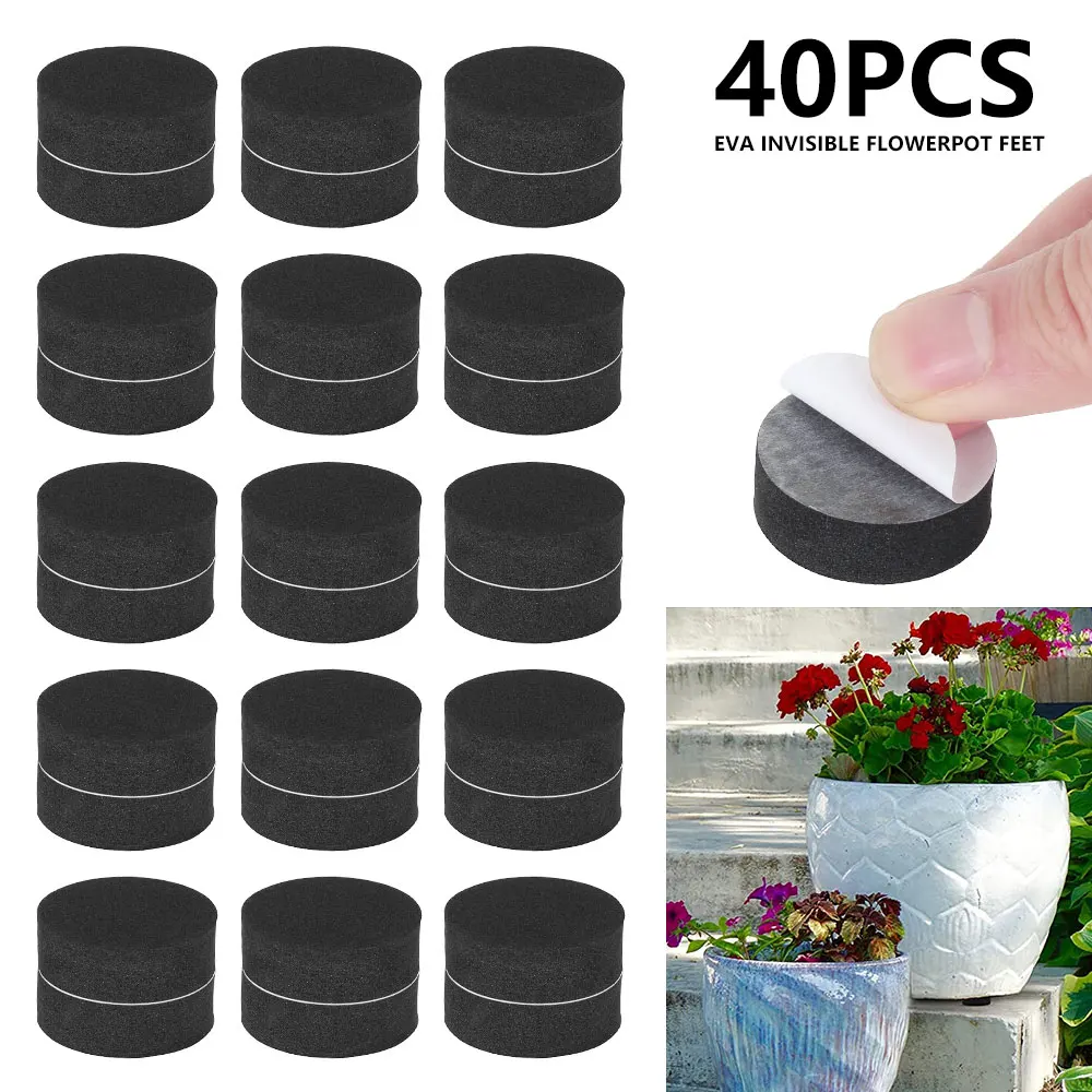 

Garden Flower Plant Pot Feet Invisible Flowerpot Riser Stands Self-adhesive Non-slip Pad Black