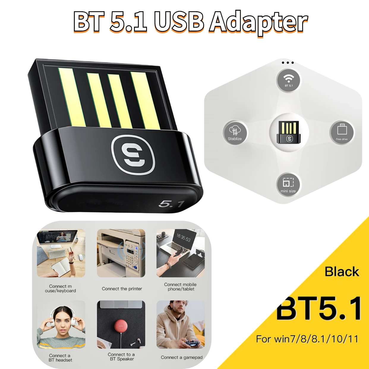 

Мини USB Bluetooth 5,1 адаптер приемник передатчик Портативный беспроводной USB адаптер ключ внешний для Android планшета/телефона