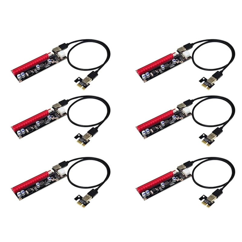 

6 шт./упаковка, адаптер PCI-E, 1X на 16X 6Pin