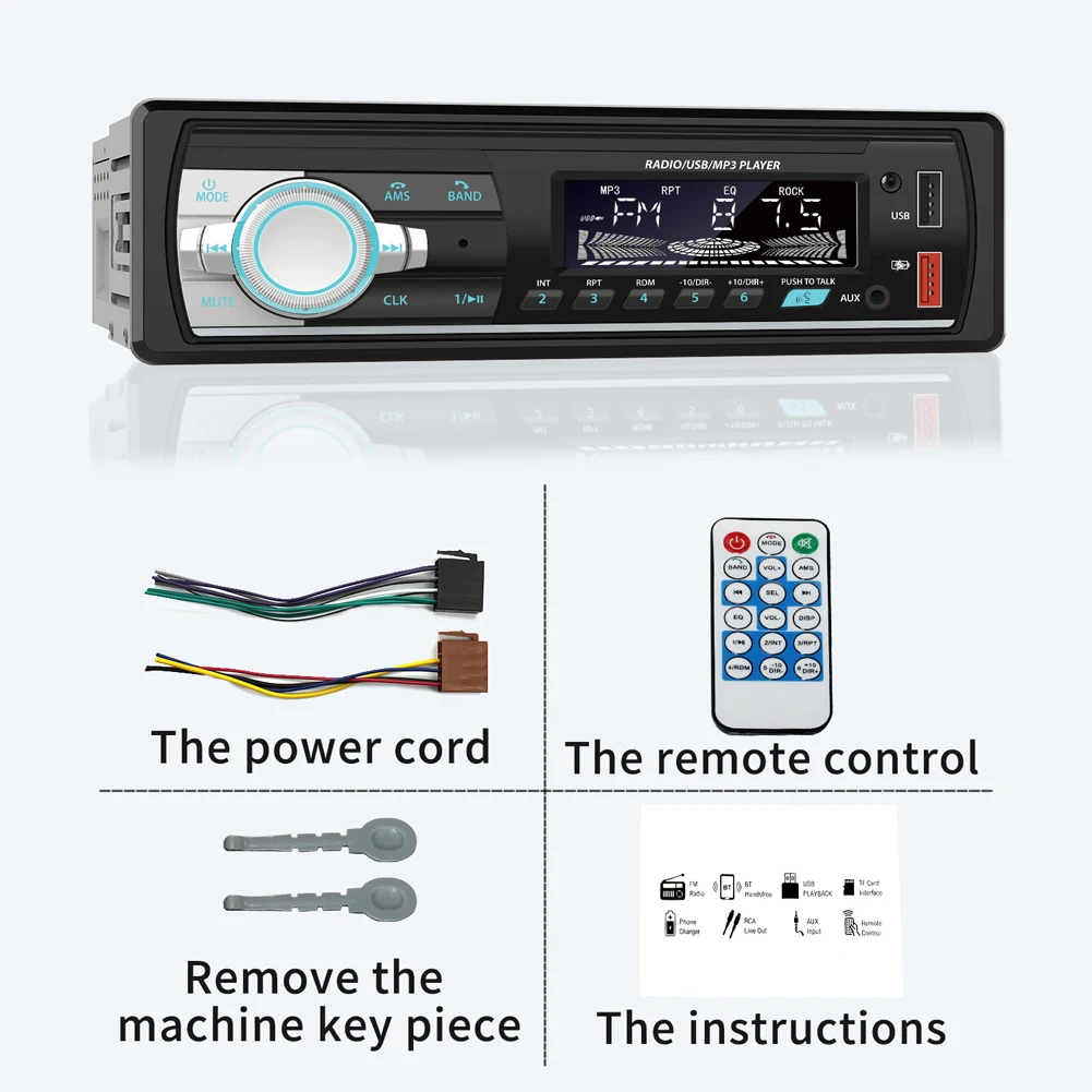 

Mp3-плеер с USB-портом, автомобильный радиоприемник с 7 цветными лампами, автомобильные аудиоприемники, Bluetooth-совместимый радиоприемник