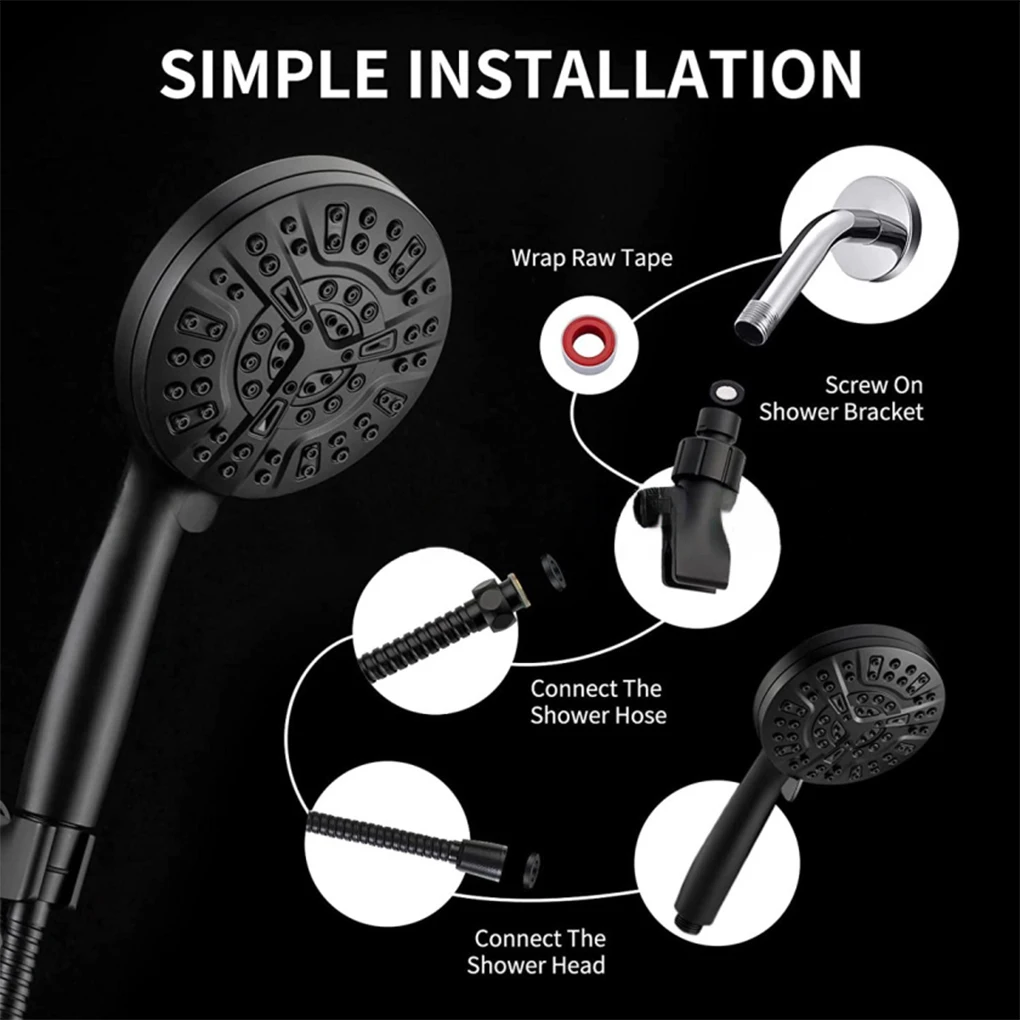 

3PCS Set Shower Head Bathroom Showerhead Hose Replacement Household