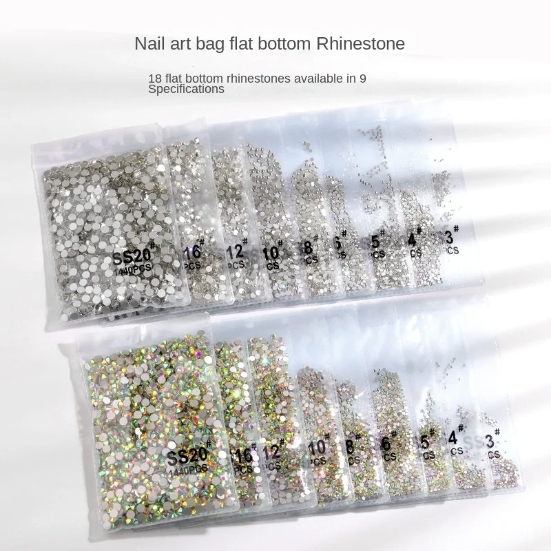 

New Product 1440 Pcs Ab Flat Bottom Rhinestones Transparent Manicure Glass Drill Paste Jewelry Drop Glue Decoration