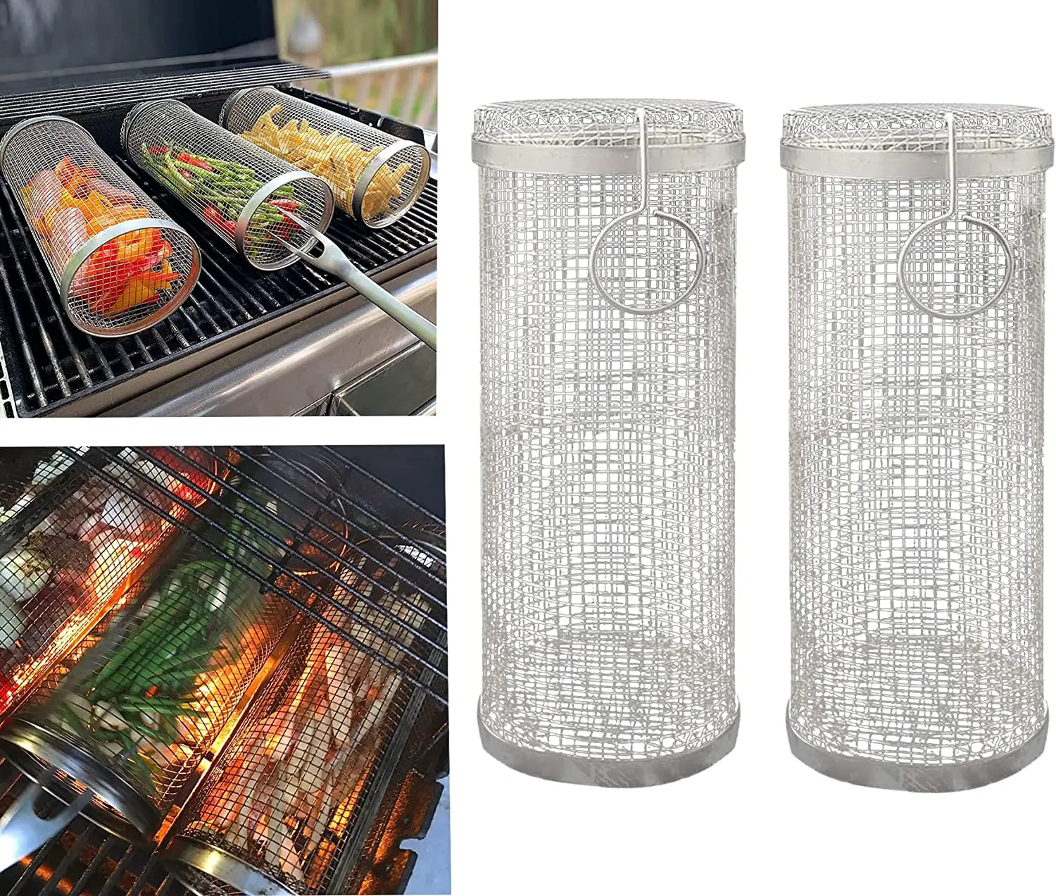 

Barbecue Cooking Grill Grate Stainless Steel Outdoor Picnic Camping BBQ Drum Grilling Basket Campfire Grid Kitchen Tool Cookware