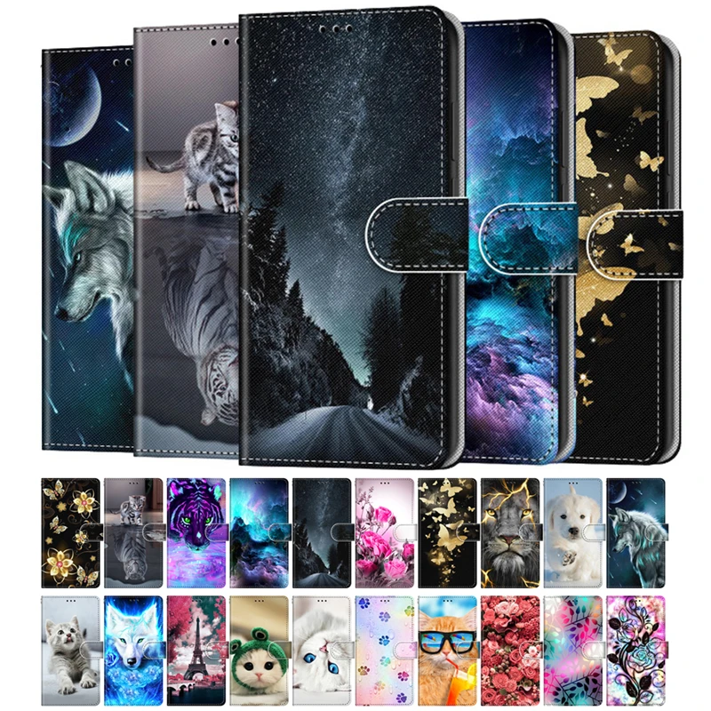 Leather Wallet Case For Samsung Galaxy A52 5G A526 SM-A526B Flip Cover Funda For A52 4G A525 A525F Painted Animal Case Phone Bag