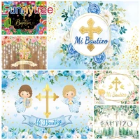 funnytree god bless gold cross baby shower background mi bautizo communion wood birthday party leaves floral photozone backdrop