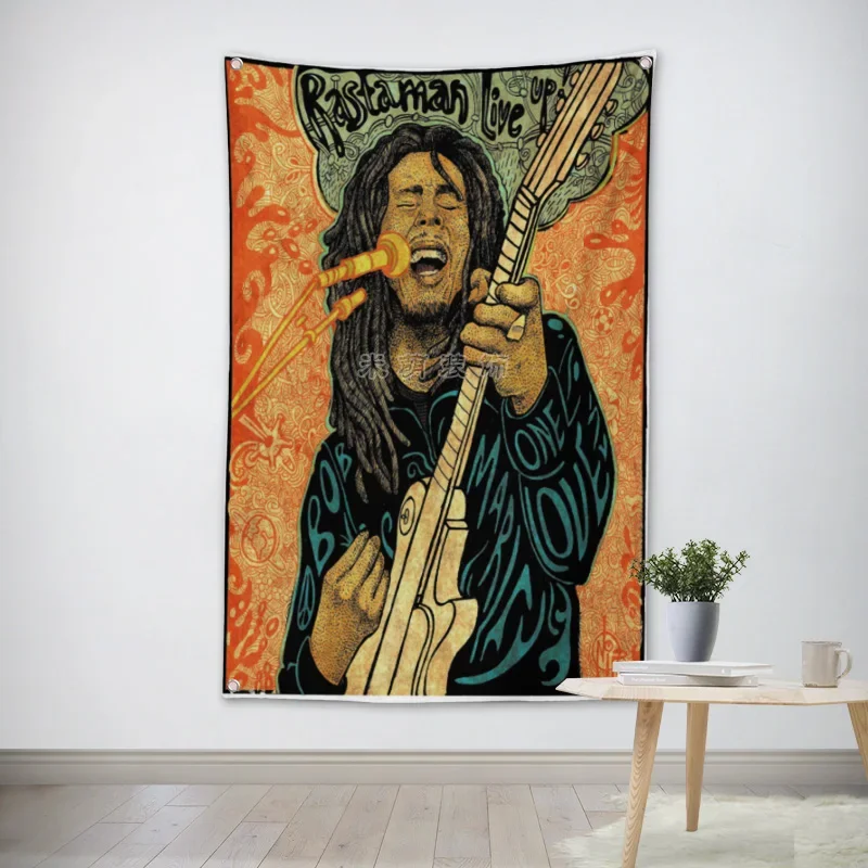 BOB Marley Reggae Rock Band Подвесное искусство Водонепроницаемая ткань Полиэфирная ткань 56X36 дюймов Флаги Баннер Бар Кафе Декор отеля (art.: 3920ca85de53b) - 3920ca85de53b