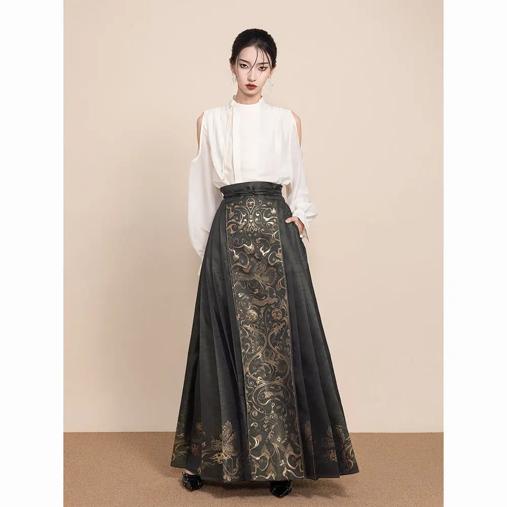 

Женское платье ханьфу династии Мин, классическая популярная юбка в китайском стиле, женское платье ханьфу