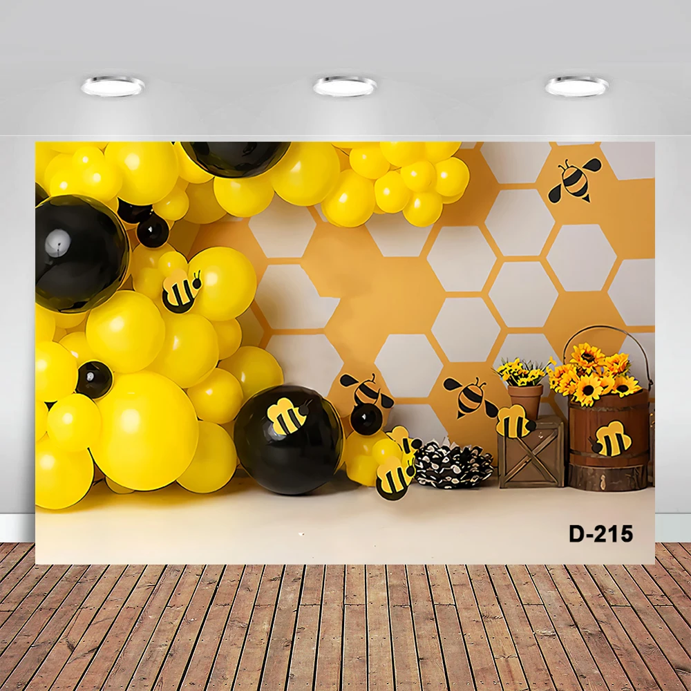 

Bumble Bee First Birthday Backdrop Photoshoot Honey Bee Day Girl Smash Cake Session Photography Background Sunflower Photo Props