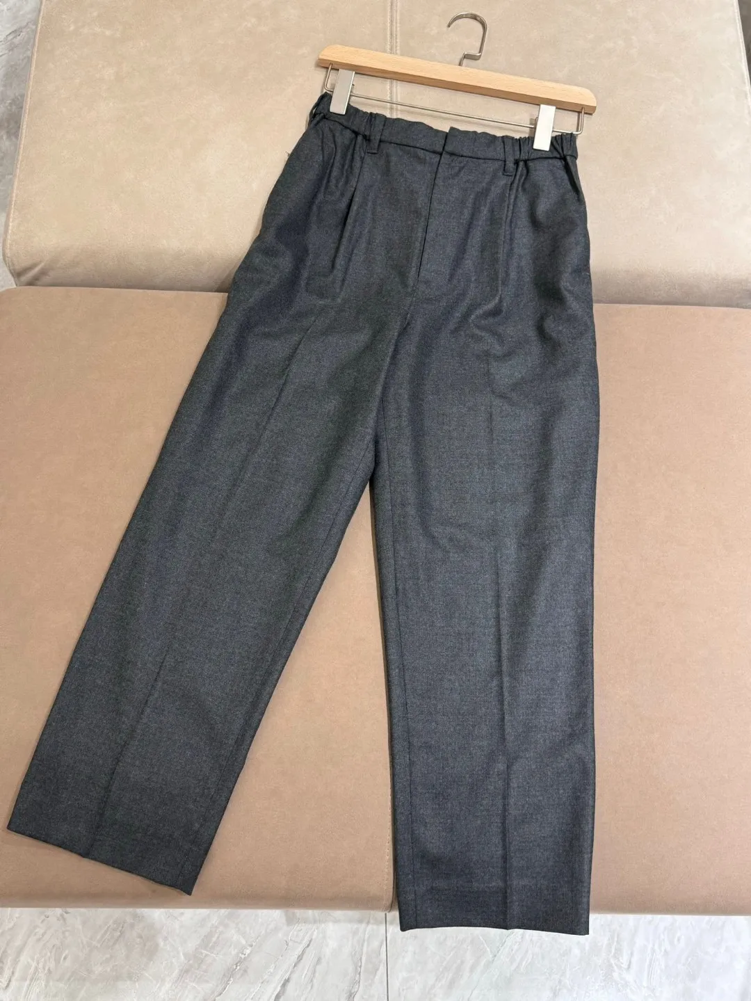 Осенние женские прямые шерстяные брюки B * C классические минималистичные