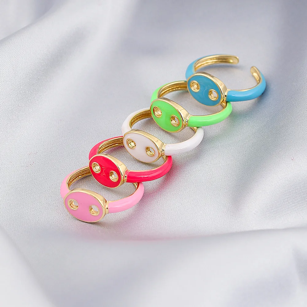 

2022 Trend Fashion Pink Blue Rings for Women Party Birthday Girl Personality Gold Color Hip Hop Metal Ring Jewelry Gift