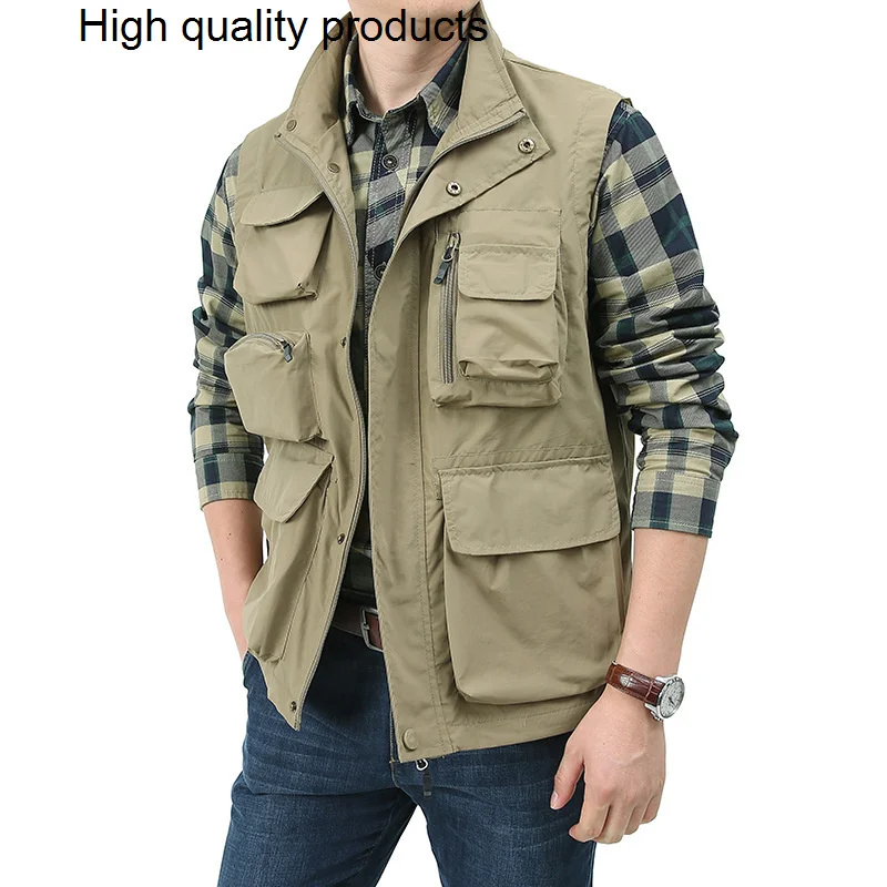 

Жилет мужской с несколькими карманами, Быстросохнущий дышащий Тактический пиджак без рукавов, уличная одежда для рыбалки и фотосъемки, на лето