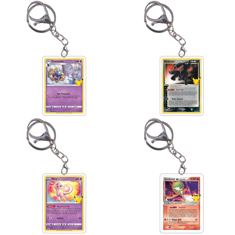 Стильный брелок с картами покемонов Lillie Cosmog Umbreon Cleffa Lugia Mew персонажи аниме