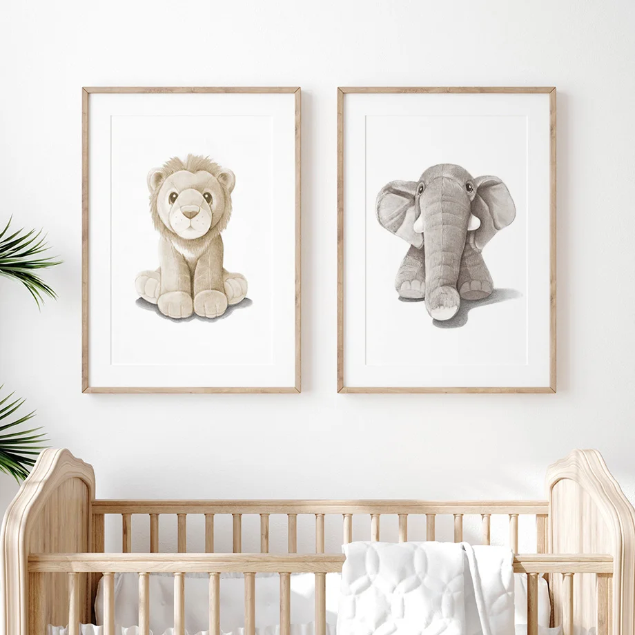 Плюшевая овечка обезьяна Зебра искусство печать на холсте картины стену детская