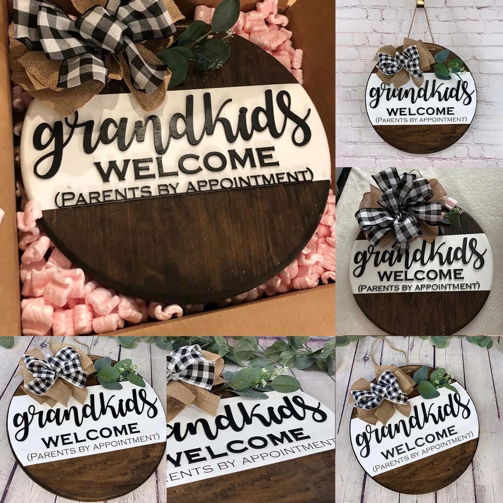 

Welcome Front Door Sign Grandkids Welcome Front Door Sign Front Door Decoration Round Door Sign Door Cute House Decorations