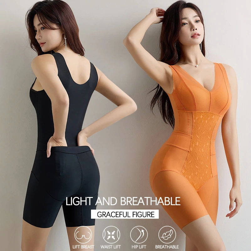 Женское цельное боди с глубоким V-образным вырезом и чашками пуш-ап