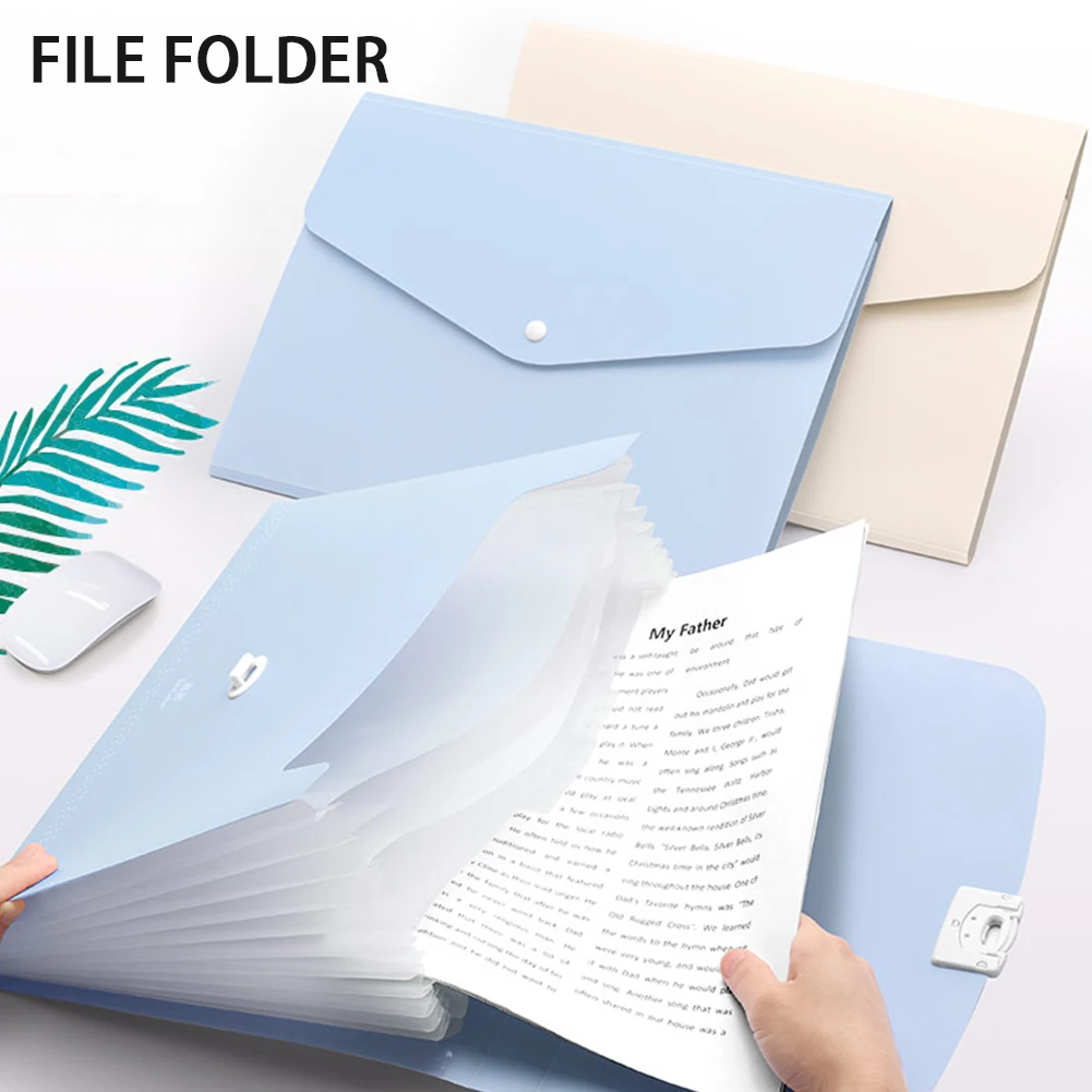 

A4 Size Expanding File Folder Office Document Organizer Accordion Portable Waterproof With Handle Solid Home Desktop Anti Lost