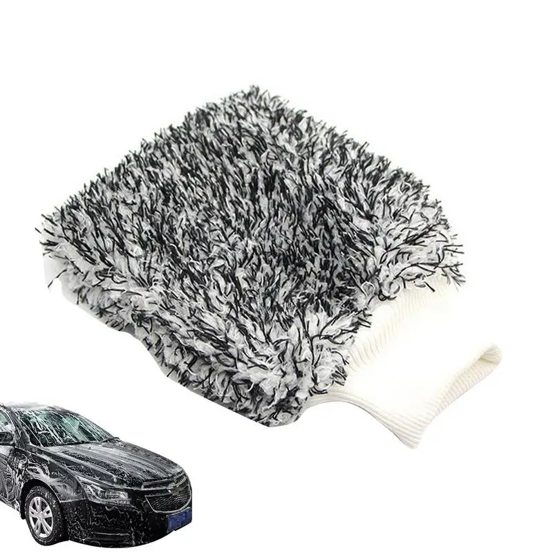 

Wash Mitt Auto Detailing Scratch Free Double-Sided Microfiber Wash Mitt Microfiber Washing Gloves Holds Tons Of Sudsy Water For