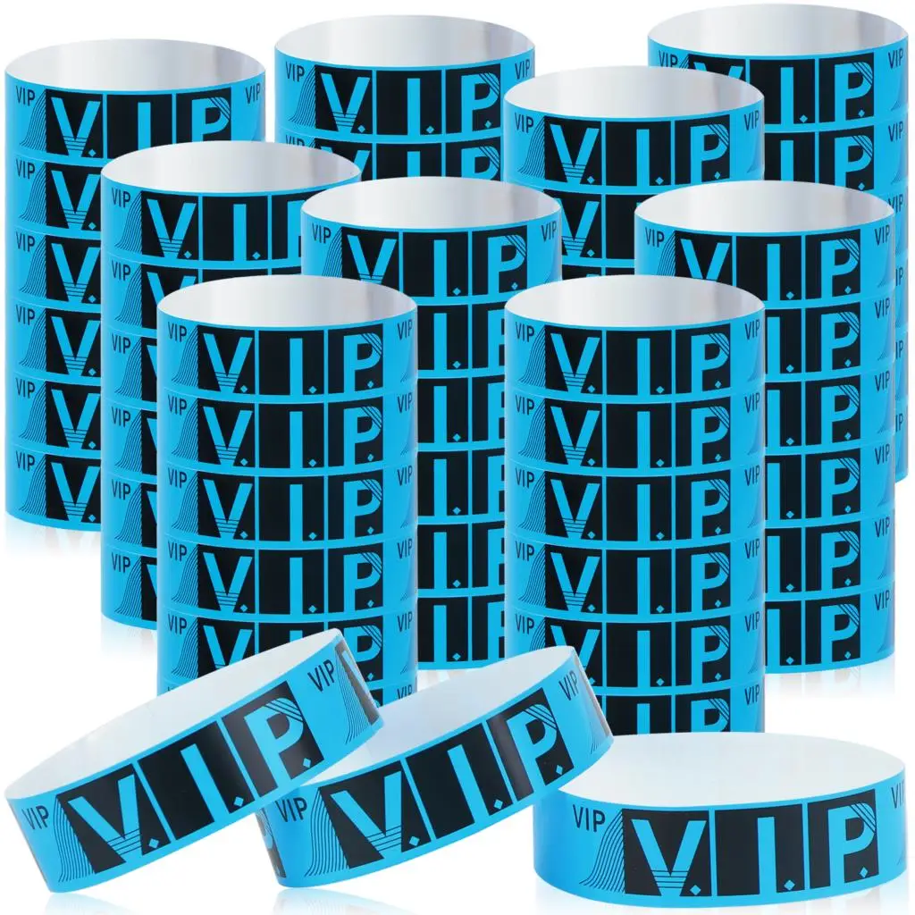 

500-Pack VIP Waterproof Wristbands Lightweight Event Wristbands Blue Wristbands Variety VIP Paper Bracelets Wristbands for Party