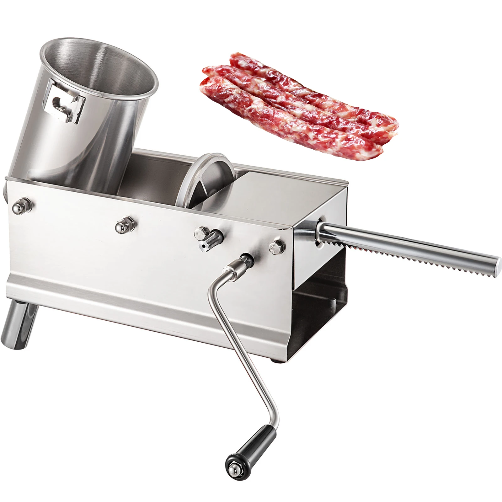 

Horizontal 7L manual sausage stuffer sausage filling machine 11lb bratwurst filler machine hot dog maker with 5 Filling Nozzles