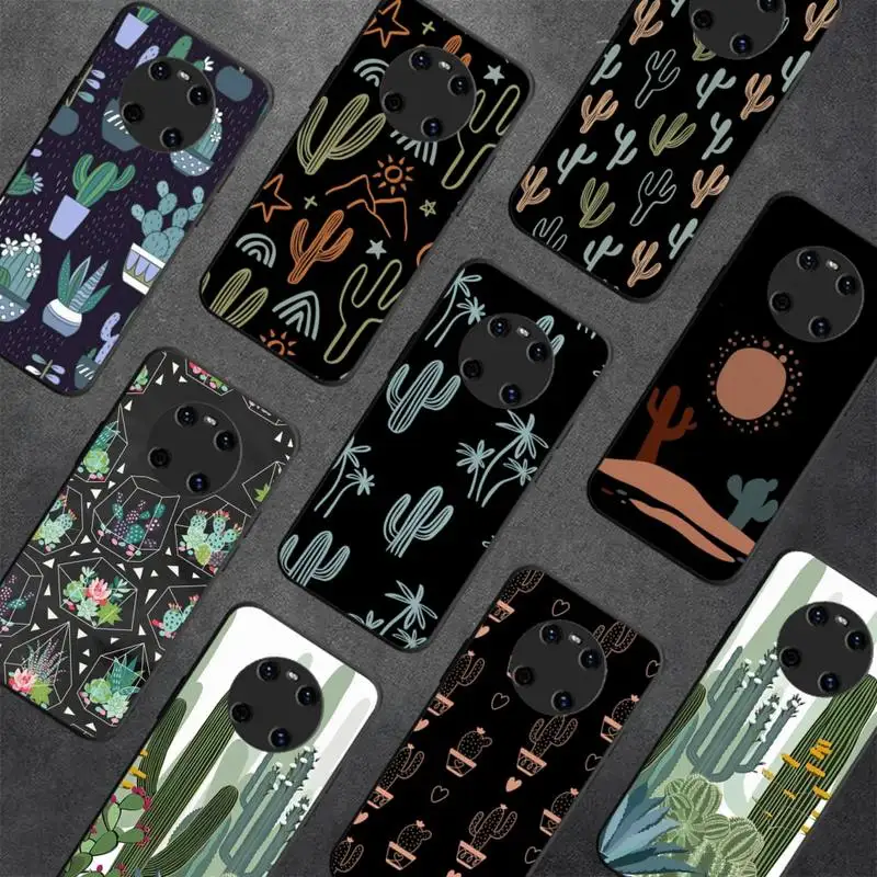 

Retro Flower Cactus Phone Case for Huawei Y 6 9 7 5 8s prime 2019 2018 enjoy 7 plus