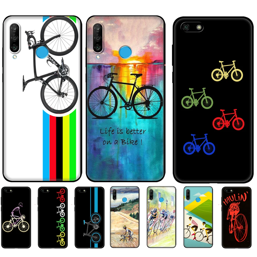 

Black tpu Case For Huawei Honor 50 Lite PRO 20 10 10i 20S 30S 30 7A 7s 7C Cover Bike Cycling Art