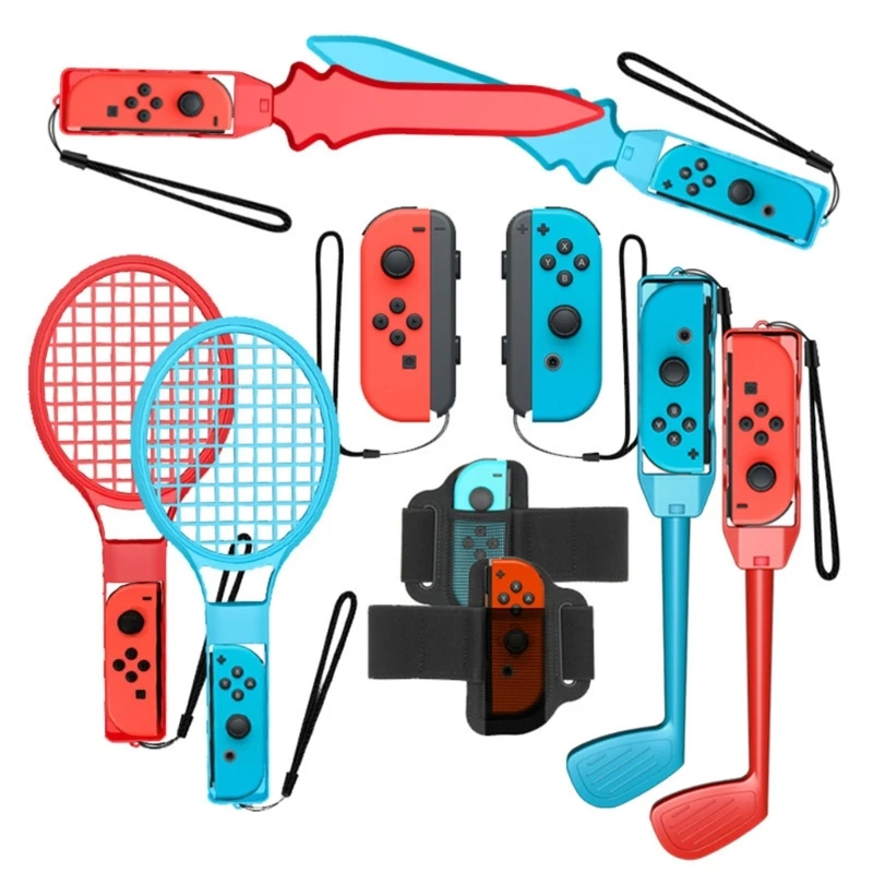 

Sports Pack for Switch with Football Leg Strap Wristband Badminton Wriststrap Tennis Racket Golf Club Bowling Grip Sword