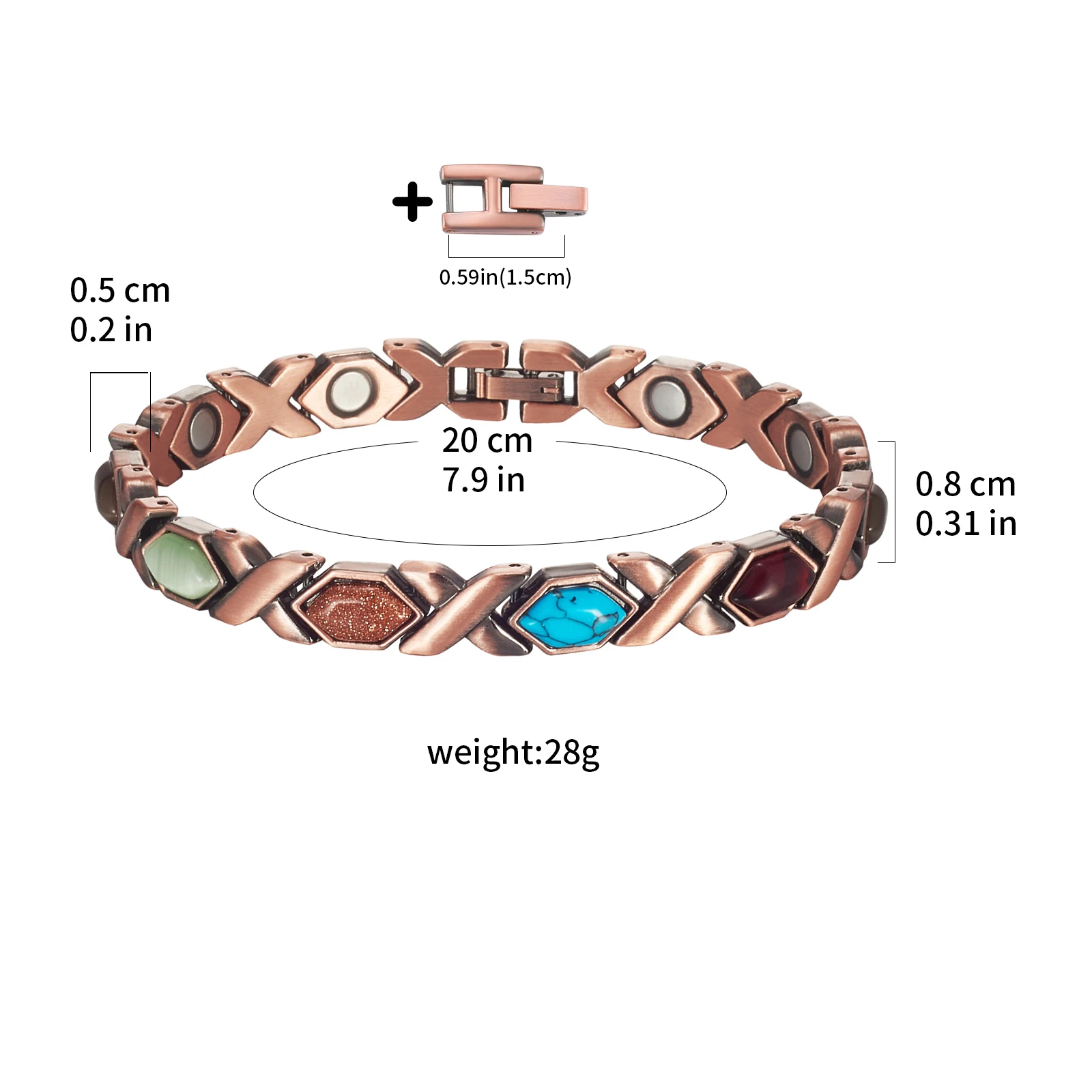 Медный магнитный браслет Wollet для женщин и мужчин бирюзовые браслеты с магнитом