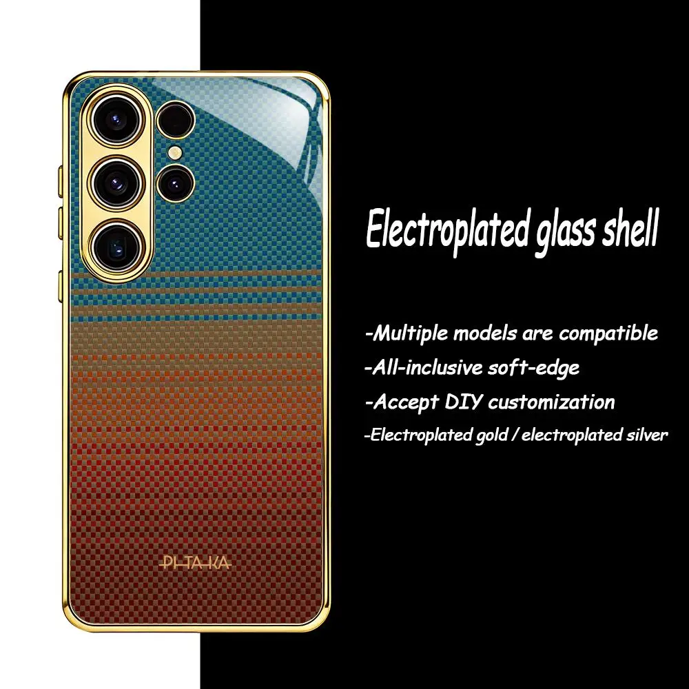 Фото Крутой чехол для телефона PITAKA с узором для Samsung S26 S25 S24 S23 S22 S21 Plus Ultra FE Edge, гальванизированное стекло №5