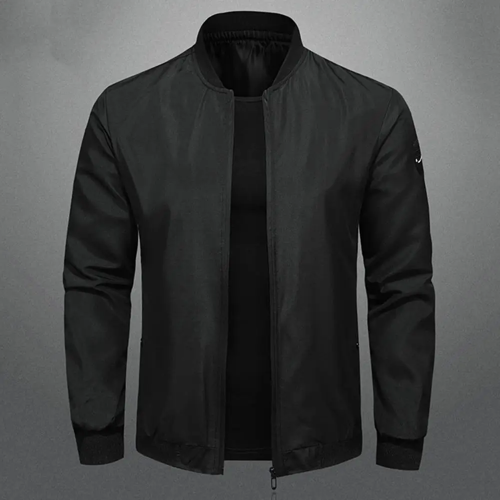 

Men Coat Stand Collar Coat Versatile Men's Stand Collar Cardigan Stylish Zipper Closure Soft Breathable Spring/fall Jacket