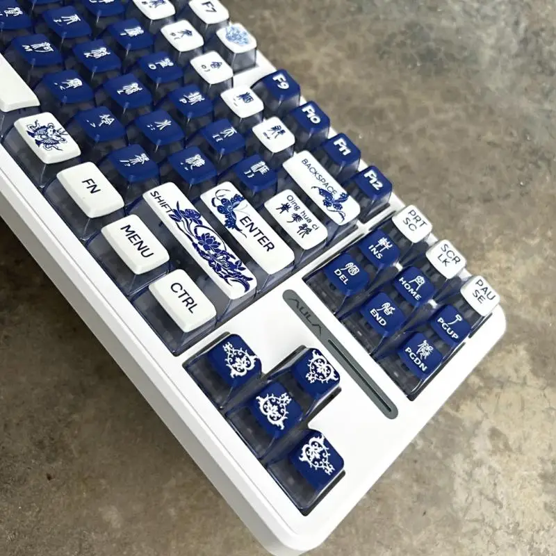 A52B Blue и White Forcalains Keycap PBT Dyesub ASA Профиль для механических клавиатур