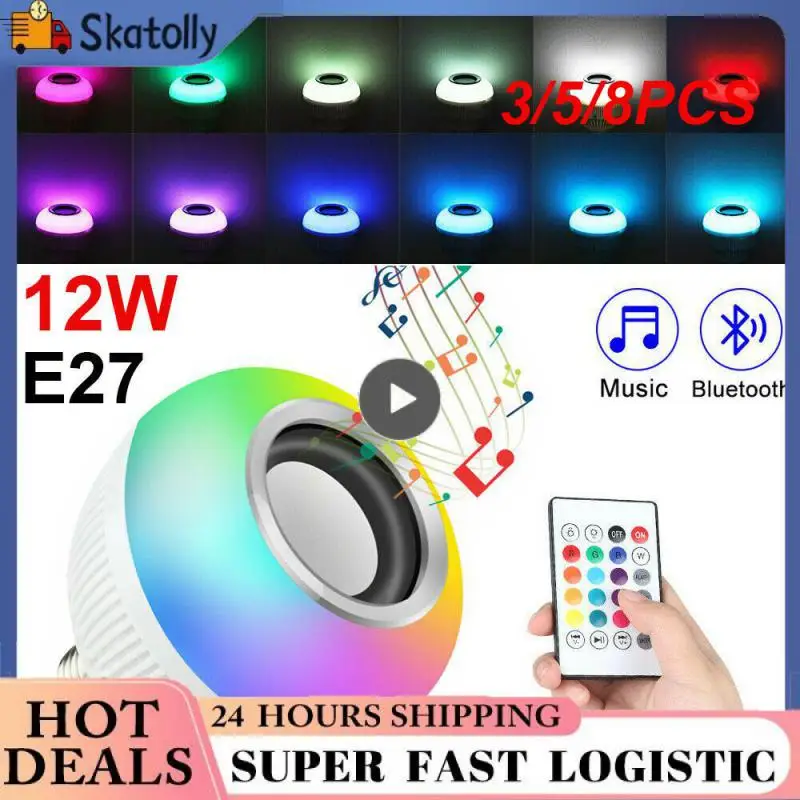 

3/5/8PCS 12w Remote Controller Wireless Speaker Rgb Bulb High Quality E27 Led Light Adjustable Bulb