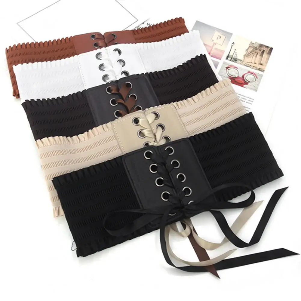 

Washable Fashion Bandage Faux Leather Waistband Durable Waist Strap Wide Women Accessory