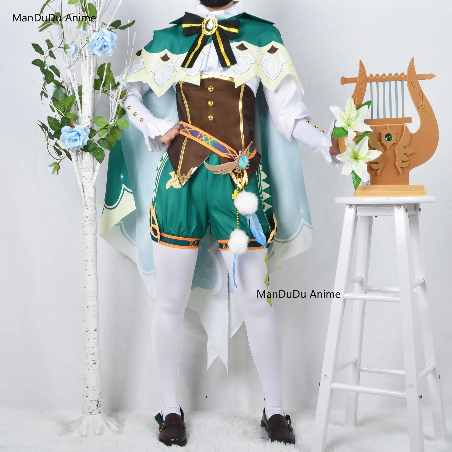 

Game Genshin Impact Venti Cosplay Costume for Halloween Carnival Party Venti Cosplay Anime Women Full Set Wig Clothes