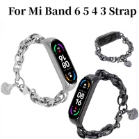 metal strap for xiaomi mi band 7 6 5 4 correa women stainless steel heart pendant miband 6 5 bracelet wristband for mi band 5 4