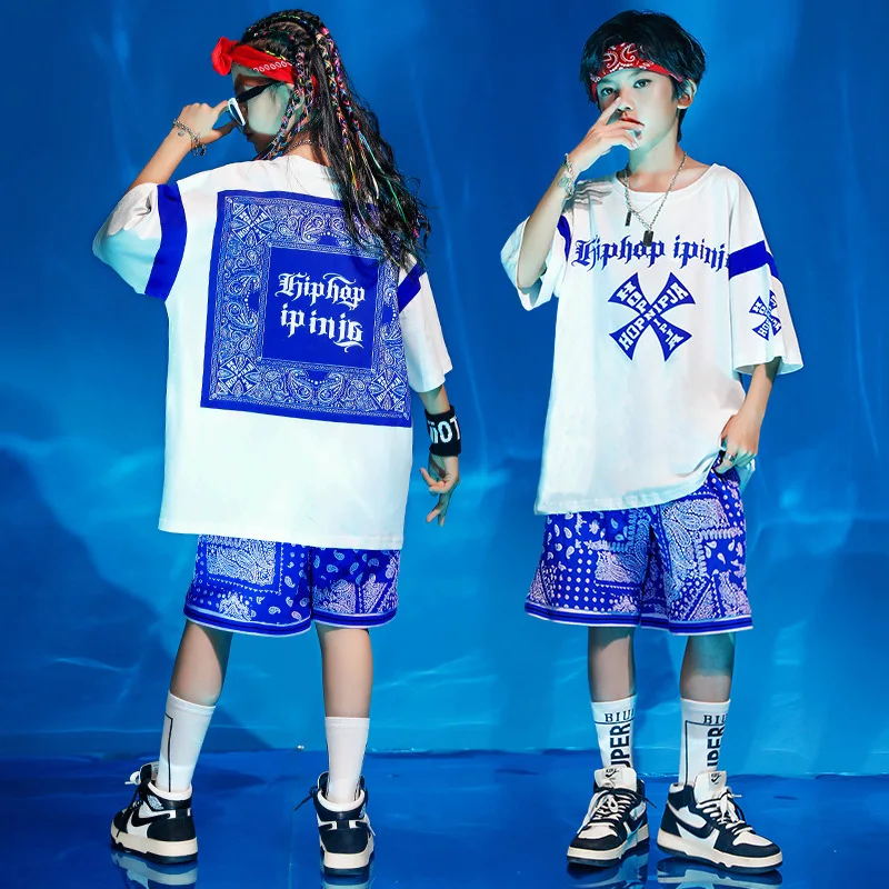 

New Summer Boys Clothing Set Casual White Print Tops Shorts Fashion Kids Hip Hop Outfit Children Teen Streetwear Clothes 3-16 Y