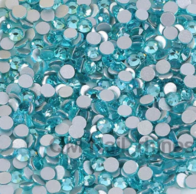 

1440pcs/pack All Size SS2-34 Aquamarine Flat Back Non HotFix Nail art Rhinestone 3D Glass Decorations Garment Mix Rhinestone