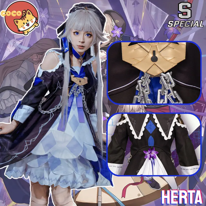 CoCos-S Game Honkai Star Rail Herta Cosplay Costume Lolita Dress Lovely Uniform Halloween Party Outfit Women and Wig
