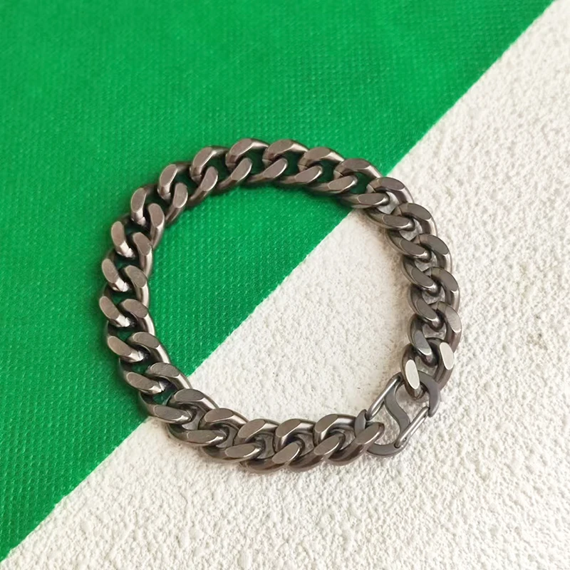 Браслет-цепочка из титана ширина 10 5 мм мужской браслет с кубинской цепочкой